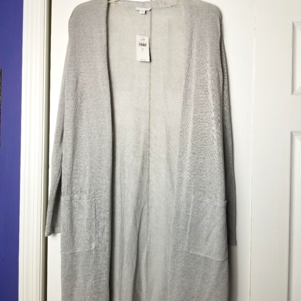 J. Jill Linen Blend Open Front Duster Cardigan NWT